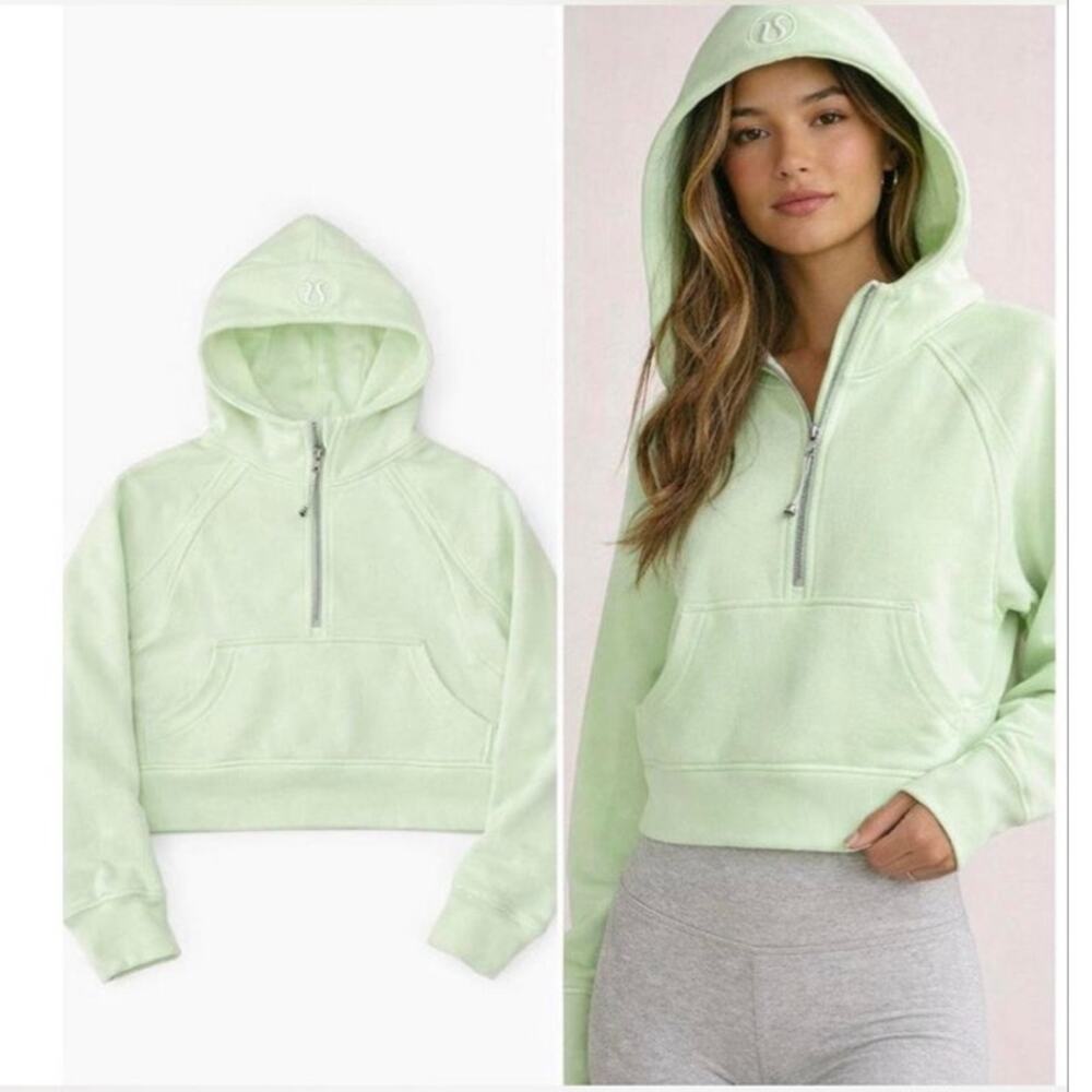 Lululemon Women M/L Large Light Green Scuba Oversized Half-Zip Hoodie Athleisure